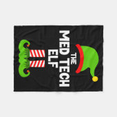 Funny I'm The Med Tech Elf Christmas Xmas Medical  フリースブランケット (正面(横))