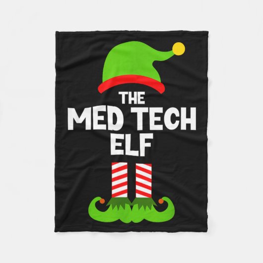 Funny I'm The Med Tech Elf Christmas Xmas Medical  フリースブランケット (正面)