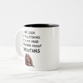 Funny I'm Thinking About Orangutans Primate Lover  ツートーンマグカップ (正面左)