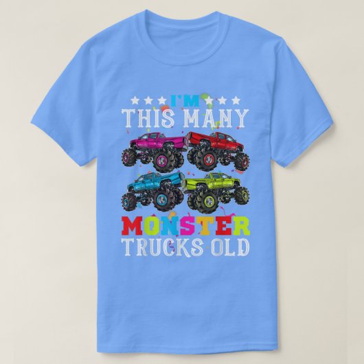 Funny Im This Many Monster Truck Old 4th Birthday Tシャツ (デザイン正面)