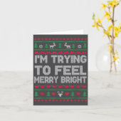 Funny I'm Trying To Feel Merry Xmas Bright Matchin カード (黄色い花)