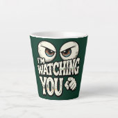 Funny "I'M WATCHING YOU" Retro Eyes Coffee Mug - O カフェラテマグ (正面)