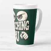 Funny "I'M WATCHING YOU" Retro Eyes Coffee Mug - O カフェラテマグ (右アングル)