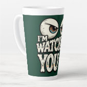 Funny "I'M WATCHING YOU" Retro Eyes Coffee Mug - O カフェラテマグ (左アングル)