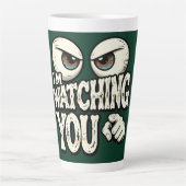 Funny "I'M WATCHING YOU" Retro Eyes Coffee Mug - O カフェラテマグ (正面)