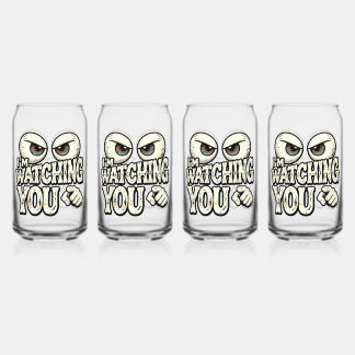 Funny "I'M WATCHING YOU" Retro Eyes Coffee Mug - O ガラス缶