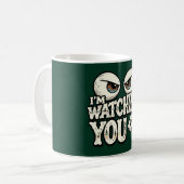 Funny "I'M WATCHING YOU" Retro Eyes Coffee Mug - O コーヒーマグカップ (正面左)