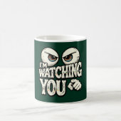 Funny "I'M WATCHING YOU" Retro Eyes Coffee Mug - O コーヒーマグカップ (中央)