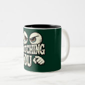 Funny "I'M WATCHING YOU" Retro Eyes Coffee Mug - O ツートーンマグカップ (正面右)