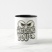 Funny "I'M WATCHING YOU" Retro Eyes Coffee Mug - O マグカップ (中央)