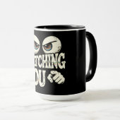 Funny "I'M WATCHING YOU" Retro Eyes Coffee Mug - O マグカップ (正面右)