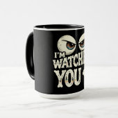 Funny "I'M WATCHING YOU" Retro Eyes Coffee Mug - O マグカップ (正面左)
