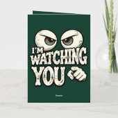 Funny "I'M WATCHING YOU" Retro Eyes Greeting Card カード (裏面)
