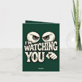 Funny "I'M WATCHING YOU" Retro Eyes Greeting Card カード (裏面)