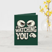Funny "I'M WATCHING YOU" Retro Eyes Greeting Card カード (黄色い花)