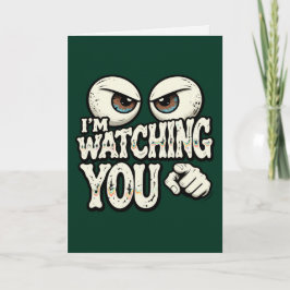 Funny "I'M WATCHING YOU" Retro Eyes Greeting Card  カード