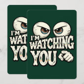 Funny "I'M WATCHING YOU" Retro Eyes Greeting Card  シーズンカード (正面/裏面)