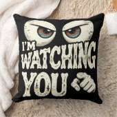 Funny "I'M WATCHING YOU" Retro Eyes & Pointing Fin クッション (ブランケット)