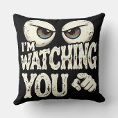 Funny "I'M WATCHING YOU" Retro Eyes & Pointing Fin クッション (裏面)