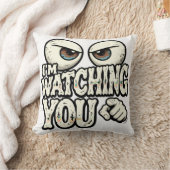 Funny "I'M WATCHING YOU" Retro Eyes & Pointing Fin クッション (ブランケット)