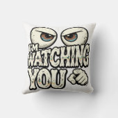 Funny "I'M WATCHING YOU" Retro Eyes & Pointing Fin クッション (裏面)