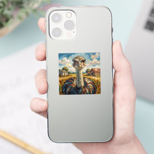 Funny Impasto Ostrich on a Ranch  シール (スマートフォン)