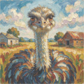Funny Impasto Ostrich on a Ranch  シール (正面)