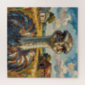 Funny Impasto Ostrich on a Ranch ジグソーパズル (横)