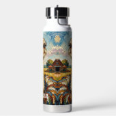 Funny Impasto Ostrich on a Ranch Personalized ウォーターボトル (左面)