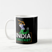 Funny India Flag Cricket Supporters Tee Indian Cri コーヒーマグカップ (左)