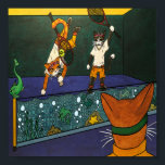 Funny Indoor Tennis Cats ポスター<br><div class="desc">Funny Indoor Tennis Cats scene for indoor tennis players. Original painting by Acrylic Cats.</div>