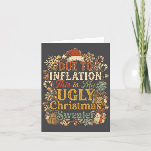 Funny Inflation Ugly Christmas Sweater Retro Vinta カード (正面)