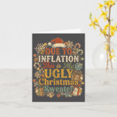 Funny Inflation Ugly Christmas Sweater Retro Vinta カード (黄色い花)