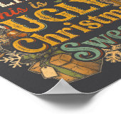 Funny Inflation Ugly Christmas Sweater Retro Vinta ポスター (角)