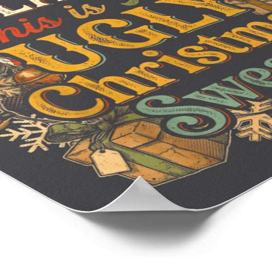 Funny Inflation Ugly Christmas Sweater Retro Vinta ポスター (角)