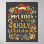 Funny Inflation Ugly Christmas Sweater Retro Vinta ポスター (正面)