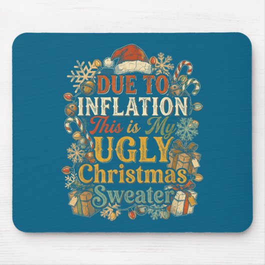 Funny Inflation Ugly Christmas Sweater Retro Vinta マウスパッド (正面)