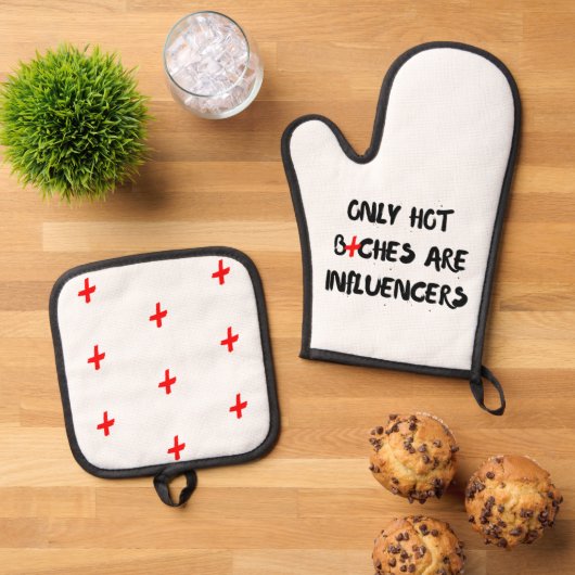 Funny Influencer Quote Gift For Home Decor  鍋つかみ&鍋敷きセット (トップダウン)