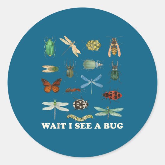 Funny Insect Quote Wait I See A Bug Idea  ラウンドシール (正面)