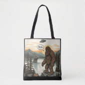 Funny Introvert Bigfoot Sasquatch Loch Ness Retro トートバッグ (正面)