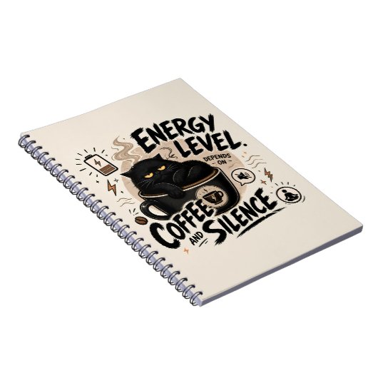 Funny Introvert Black Cat Notebook ノートブック (右側)
