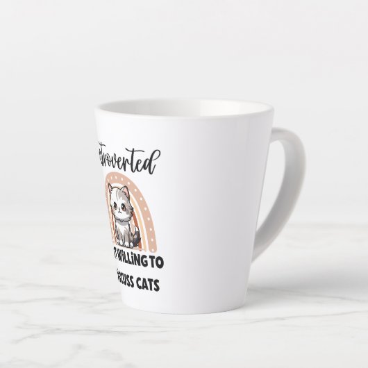 Funny Introvert Cat Lover Quote カフェラテマグ (右アングル)