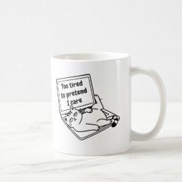 Funny Introvert Cat Mug – Too Tired To Care コーヒーマグカップ