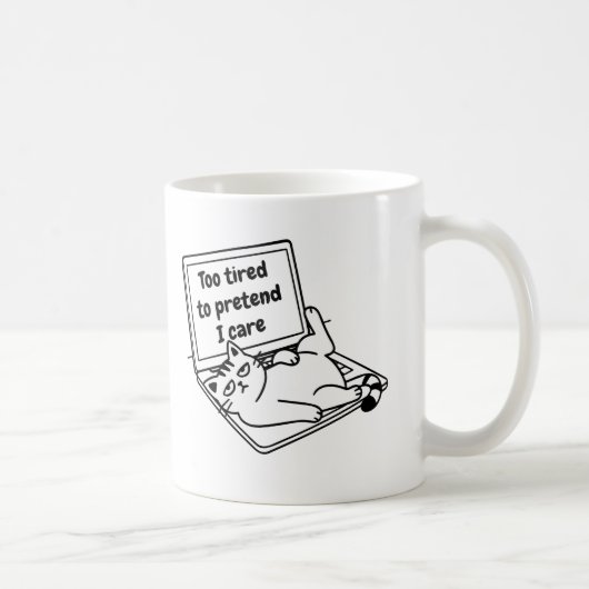 Funny Introvert Cat Mug – Too Tired To Care コーヒーマグカップ (右)