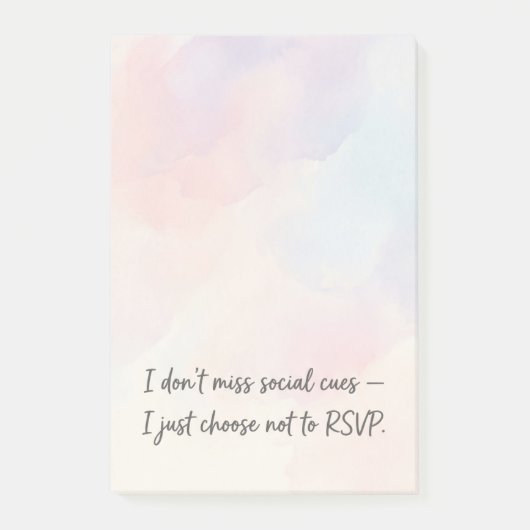 Funny Introvert RSVP Quote & Subtle Watercolor ポストイット (正面)