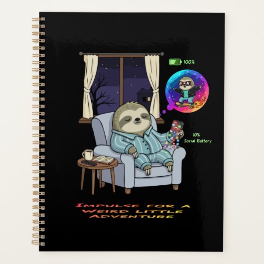 Funny Introvert Sloth Low Social Battery Adventur プランナー手帳 (正面)