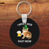 Funny Irish Beer Cat St Patricks Day Drinking With キーホルダー (正面)