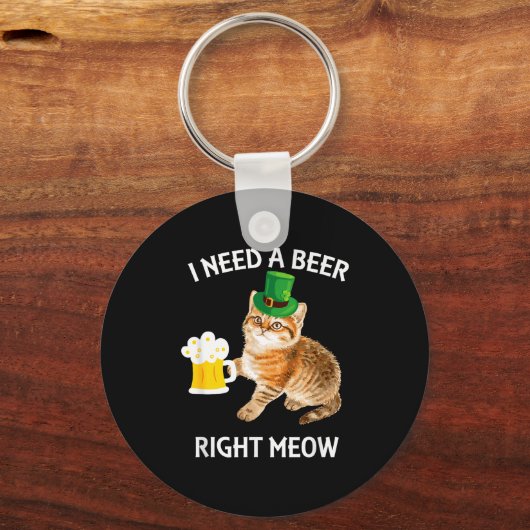 Funny Irish Beer Cat St Patricks Day Drinking With キーホルダー (正面)