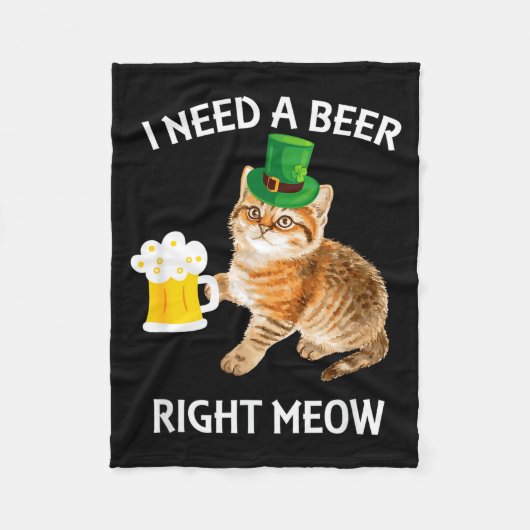 Funny Irish Beer Cat St Patricks Day Drinking With フリースブランケット (正面)