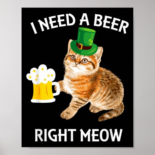 Funny Irish Beer Cat St Patricks Day Drinking With ポスター (正面)